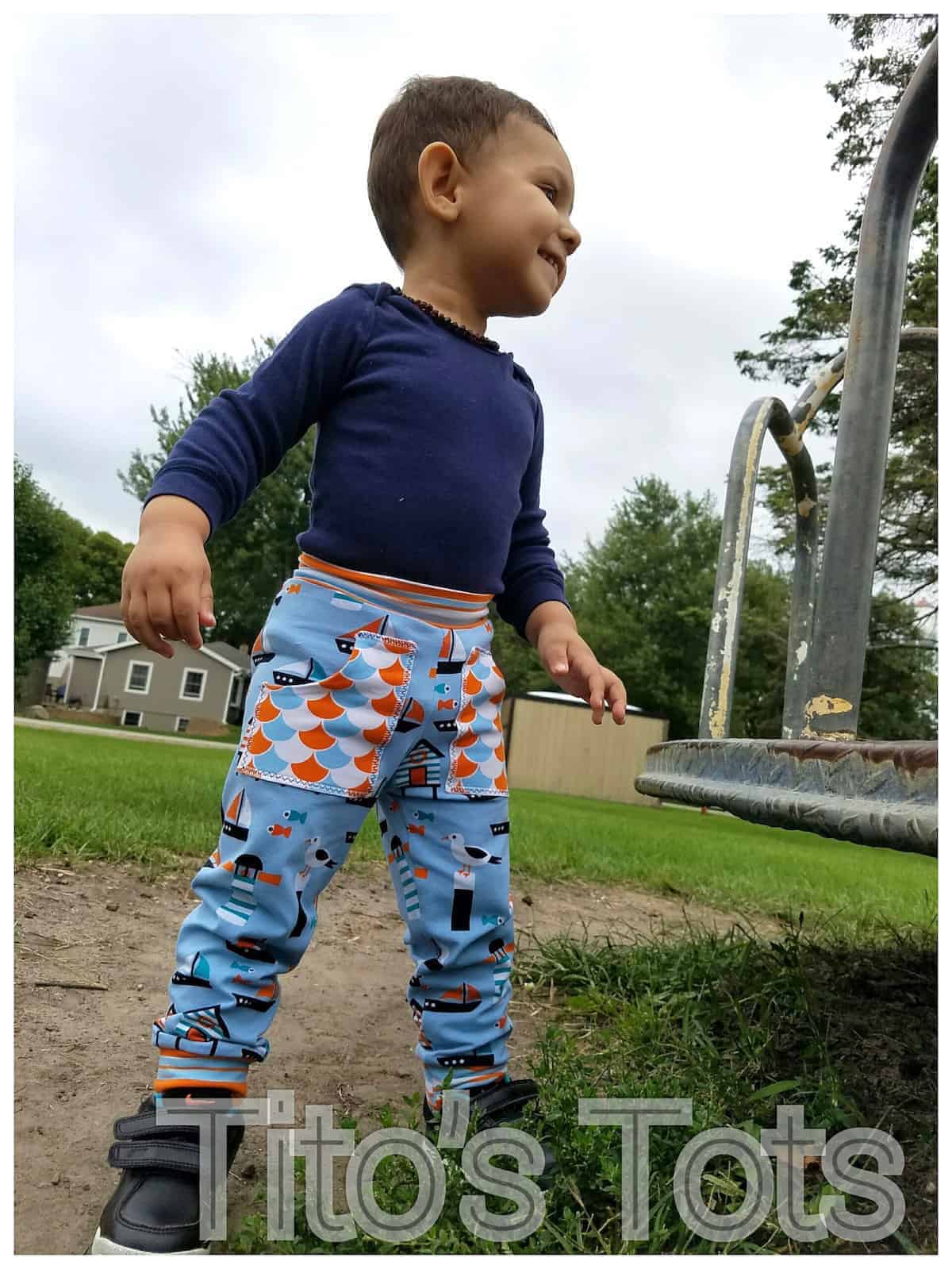 Kids children cargo jogger pants with pockets sewing pattern