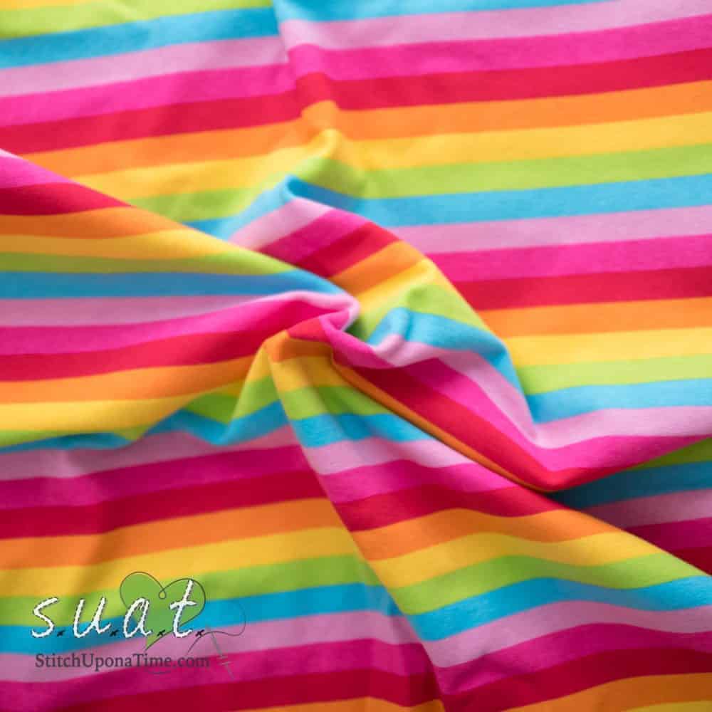 Vibrant Rainbow Stripe Jersey Knit